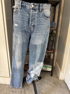 We The Free Distressed Patchwork Denim Jeans - Size 29